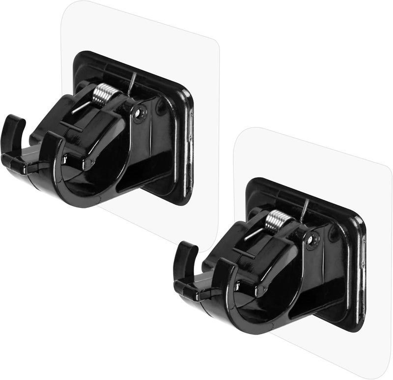 Codoule 2PCS No Drill Curtain Rod Brackets No Drilling Curtain Rod Holders Self Adhesive Curtain Rod Hooks Nail Free Adjustable Curtain Hangers,Non Screw Damage Stick On Drapery Rod Bracket for Wall Window - Image 1